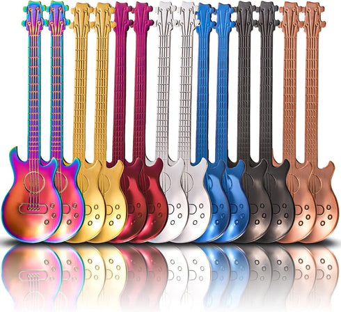 DEAYOU 14 Pieces Guitar Coffee Spoons, 18/10 Stainless Steel Small Spoon, 4.7 Inch Creative Spoons
