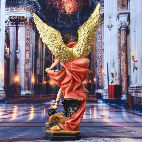 QIANLING 8.7 inch St Michael Statue, Archangel Michael Collectible Sculpture Defeating Lucifer