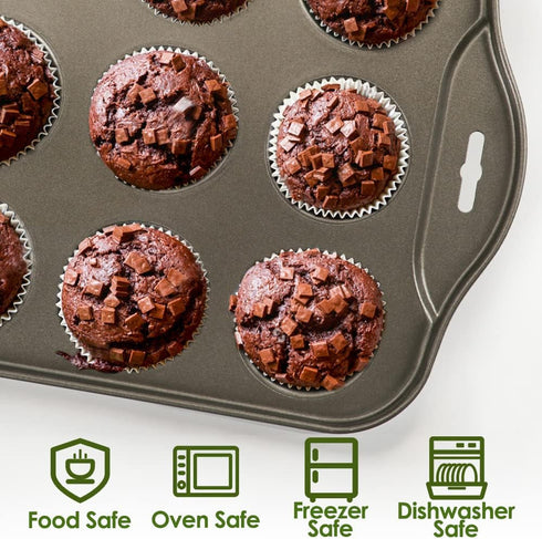 Mini Muffin Pan, 12 Cup with Removable Bottom, Nonstick Cupcake Pans for Baking, Premium Carbon Steel