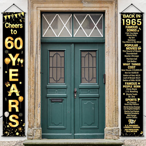 60th Birthday Party Anniversary Decorations, Cheers to 60 Years Banner and Welcome Porch Sign