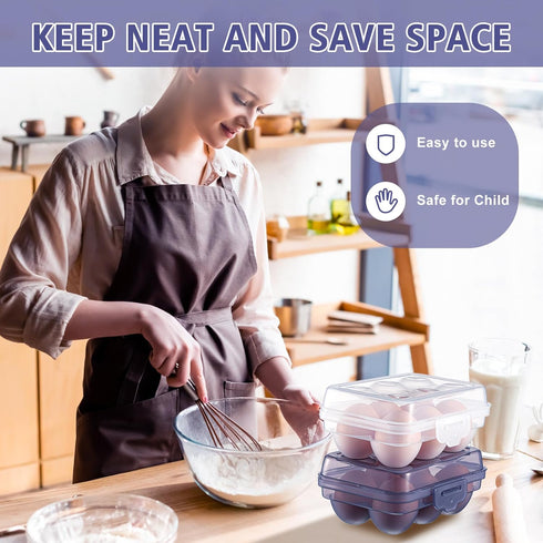 6 6 Pieces Grid Egg Carton Camping Plastic Portable Egg Box Container for Refrigerator Storage Crisper Holder Carriage