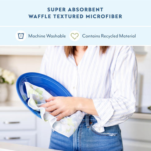 Set, Set 4 ELYN Microfiber Kitchen Dish Towel Quick-Dry & Absorbent Waffle Weave Cleaning Towels, of Kitchen Towels