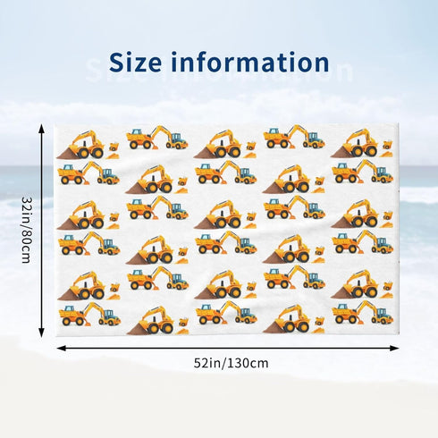 Ouqiuwa Boy's Favorite Toy, Cartoon Machinery Excavator Truck and Loader, Microfiber Soft Large Shower Towels
