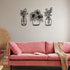 3 Pieces Metal Flower Wall Decor, Minimalist Black Tulip Wire Iron Art for Kitchen Bathroom Living Room