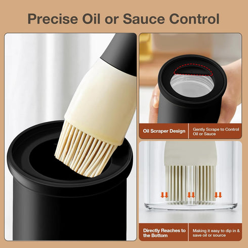 Oil Dispenser Bottle with Heat Resistant Brush, Glass Oil Container with Silicone Basting Brush for Cooking