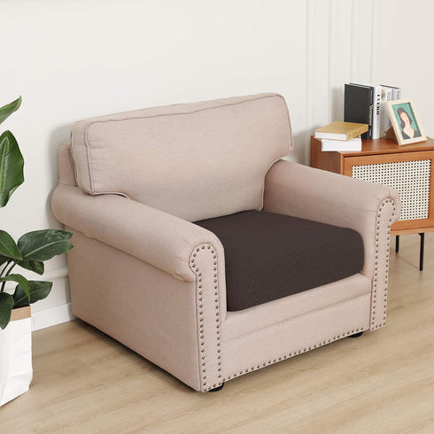 Easy-Going Stretch Chair Cushion Cover - Soft Flexibility Sofa Protector with Elastic Bottom, Chocolate