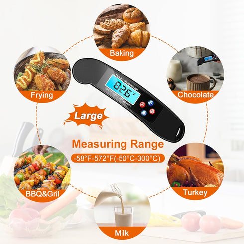 Digital Talking Thermometer - Waterproof Instant Read Food Thermometer with Backlight & Probe for Cooking and Grilling