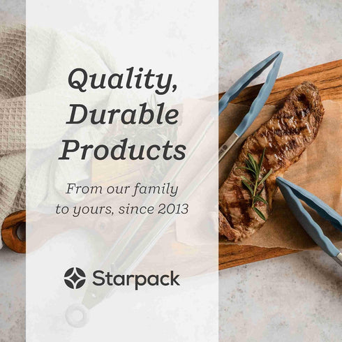 Starpack Silicone Kitchen Tongs for Cooking (2Pcs) - BBQ Tongs Heat Resistant to 600°F - Stainless Steel Utensils 9",
