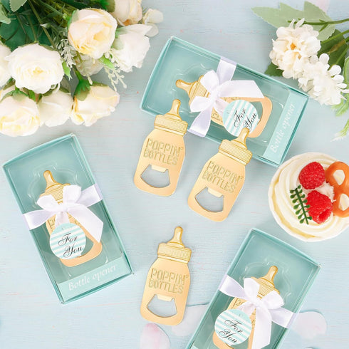 24-Pack Baby Shower Favor Bottle Openers - Blue Souvenirs and Decorations