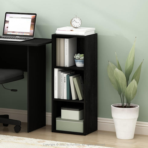 3-Tier Furinno Pasir No Tool Assembly Open Shelf Bookcase, Blackwood