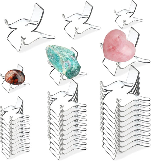 Rock Display Stand, Clear Easel Stands Pedestal for Geodes and Mineral Collectibles, 3 Sizes 36 PCS