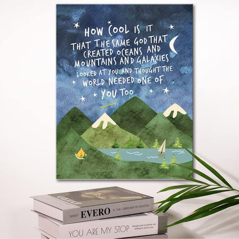 Wailozco Communion Same God Creation Wall Art,Mountain Wall Art for Nursery Toddler Boy Room Wall Decor,Christian Kids