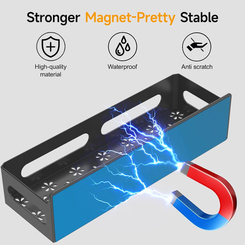 6 Pack 4 Sevenblue Strong Magnetic Spice Rack for Refrigerator, Multipurpose Magnetic Shelf for Fridge with Hooks