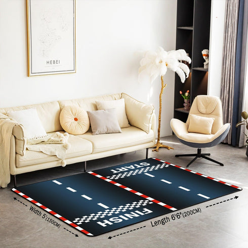 Castle Fairy Racing Car Track Rug - 3'x5' Cool Sports Car Road Decor Area Rug for Bedroom Playroom Living Room