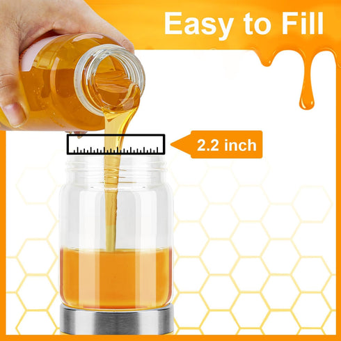 9 oz Neodaco Glass Honey Dispenser No-drip with Handle Maple Syrup Container Honey Jar for Coffee, Pancakes & Waffles