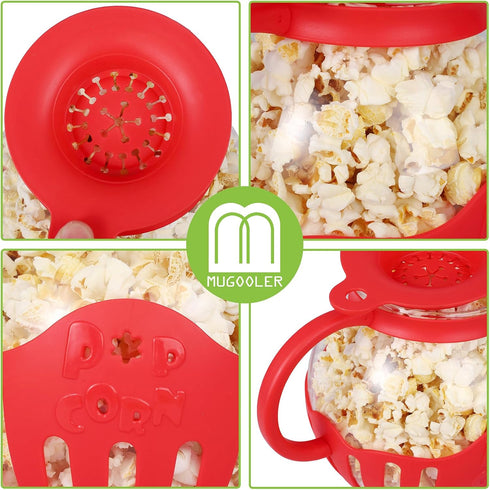 MMUGOOLER Glass Microwave Popcorn Popper, 2.25QT Original Popcorn Jar with Silicone Lid, BPA Free