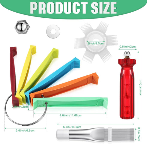 3 Pieces Air Conditioning Brush Set Includes FCR6 Ring Fin Comb Air Conditioner Fin Cleaner Condenser Radiator Fin Comb Stainless Steel Fin Straightener Cleaner Brush Repair Tool for Condenser Coil