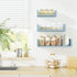 Set 3 SRIWATANA Floating U Shelves Wall Mounted, Solid Wood Wall Shelves of (Blue)