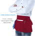 BOHARERS Waist Apron with 3 Pockets - Red Waitress Waiter Server Short Apron