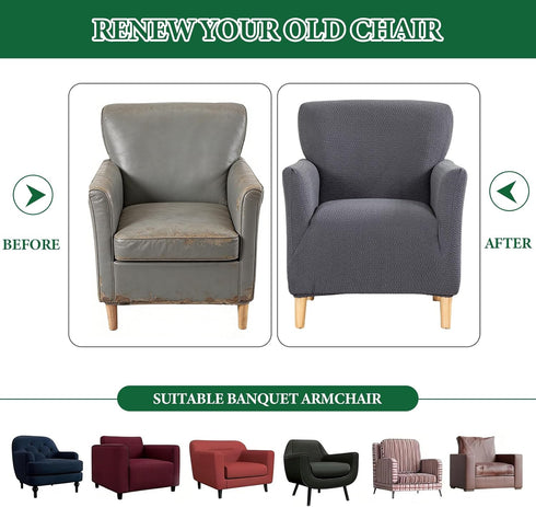 1 Grey,1PC) Stretch Chair Covers with Arms Piece Accent Chair Cover Banquet Armchair Slipcover Ice Patterned Jacquard