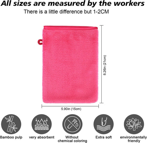 PHOGARY 10 Cloth,68inch, 5 PCS Microfiber Body Wash Mitts, Flannel Soft Face Mitten, Bath Spa Cloth, Reusable Makeup