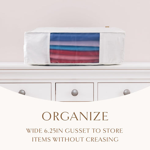 Hayden Hill Luxury Organic Cotton Sweater & Blanket Storage Bag, 20" Fits 9 Cashmere Sweaters, Moth Proof Bag
