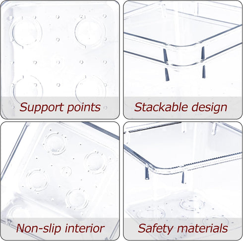 4 PCS Clear Plastic Drawer Organizer, Desk Drawer Divider for Makeup, Jewelry, Gadgets (9.0"x3.0"x2.2")