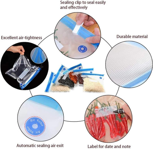 10pcs Handy Portable Vacuum Sealer Bags for Food, Kitchen Heat Sealing Machine (NO Hand Pump)