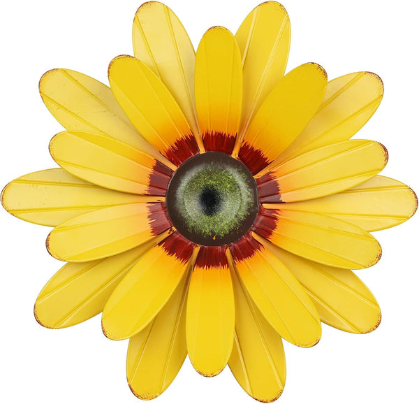 YEAHOME Sunflower Garden Decor, 11'' Metal Flower Wall Art for Kitchen, Bathroom, Indoor Outdoor