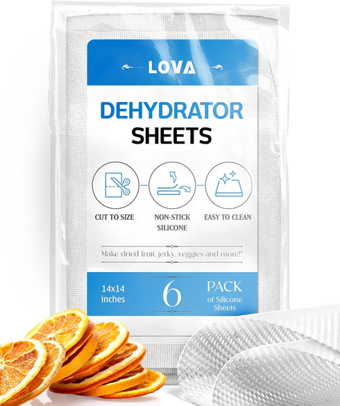 Silicone Dehydrator Sheets (6 Pack) - Fine Mesh Trays for Cosori, Excalibur, Magic Mill Dehydrator Accessories