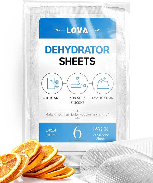 Silicone Dehydrator Sheets (6 Pack) - Fine Mesh Trays for Cosori, Excalibur, Magic Mill Dehydrator Accessories