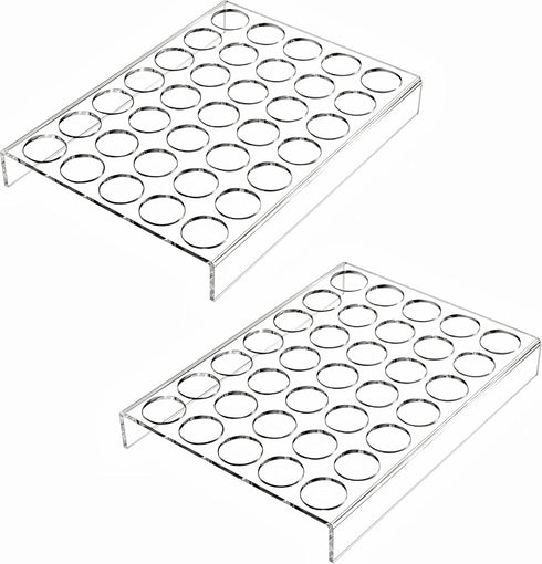 IEEK Clear Acrylic Coffee Pod Organizer Tray, 2 Pack of 35 Slots K Cup Holder for Office Kitchen Counter or Drawer
