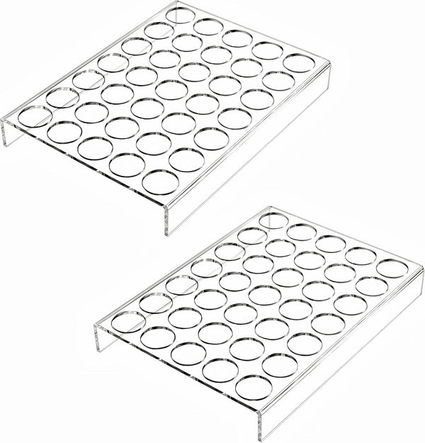 IEEK Clear Acrylic Coffee Pod Organizer Tray, 2 Pack of 35 Slots K Cup Holder for Office Kitchen Counter or Drawer
