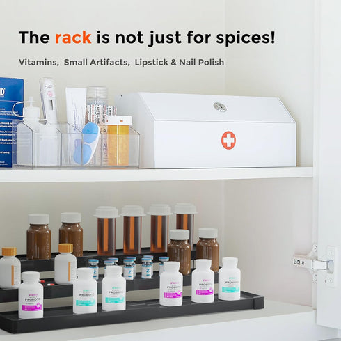 Expandable 3 Tier Spice Rack Organizer for Cabinet, Adjustable Cabinet Spice Organizer for Easy Visibility