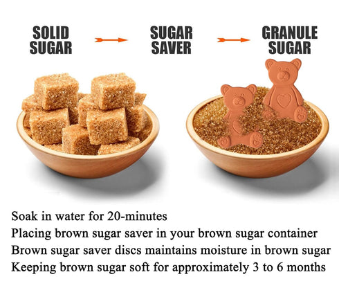 dgudgu 4 PCS Terracotta Brown Sugar Saver Discs Terra Cotta Bear Shaped Brown Sugar Keeper Softener Disc