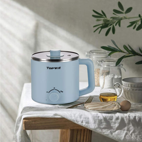 Topwit Electric Hot Pot, 1.6L Ramen Cooker, Multifunctional for Pasta, Shabu-Shabu, Oatmeal, Soup, Blue