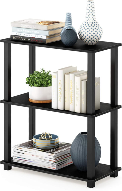 Furinno TURN-S-TUBE Storage Shelves, 3-Tier Book Shelf, Corner Shelf, Toolless Open Shelves,