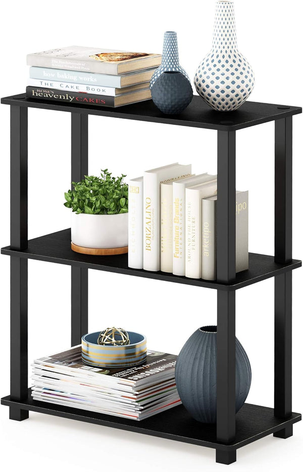 Furinno TURN-S-TUBE Storage Shelves, 3-Tier Book Shelf, Corner Shelf, Toolless Open Shelves,