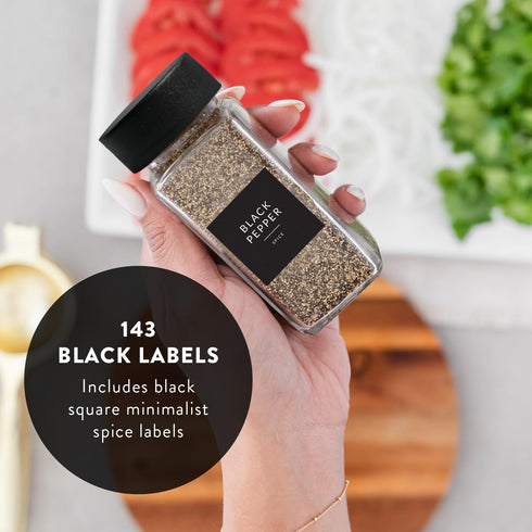 24 4 Oz 374 SAVVY & SORTED Glass Spice Jars with Label PK - Spice Containers with Minimalist Preprinted Labels