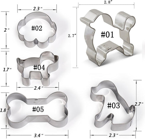 Puppy Dog Paw and Bone Shaped Cookie Cutter, Stainless Steel Biscuit/Fondant Molds, Homemade Baking Tools by EORTA, Set