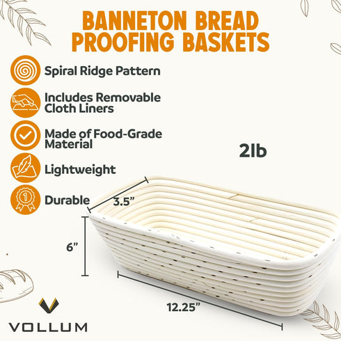 12.25 6 3.5 Banneton Bread Proofing Basket Handwoven Rattan Banneton for Artisan Sourdough, Includes Linen Liner, Ideal