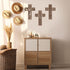 Yookeer 3 Pcs Wooden Cross Wall Decor - Handmade Antique Religious Brown Decorations for Home