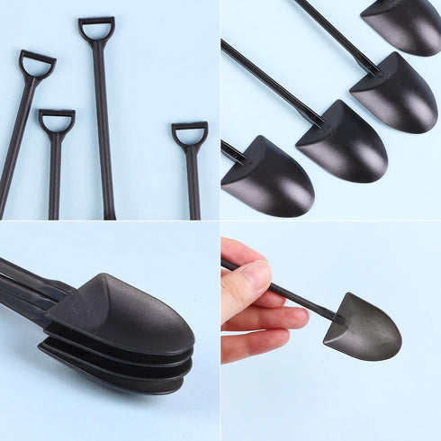 DIYASY 100 Pcs Mini Shovel Spoons - Plastic Shovel Spoon for Desserts, Halloween, Birthday Party Favors