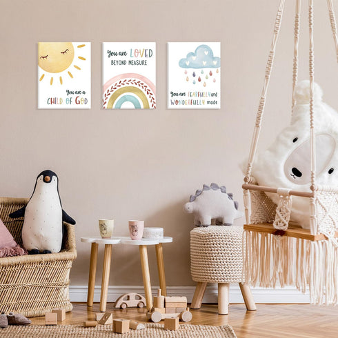Art,Set 6 (8X10) HOURIA Kids Bible Verses Wall Decor,Inspirational Christian Wall Of Rainbow Scripture Canvas Wall Art
