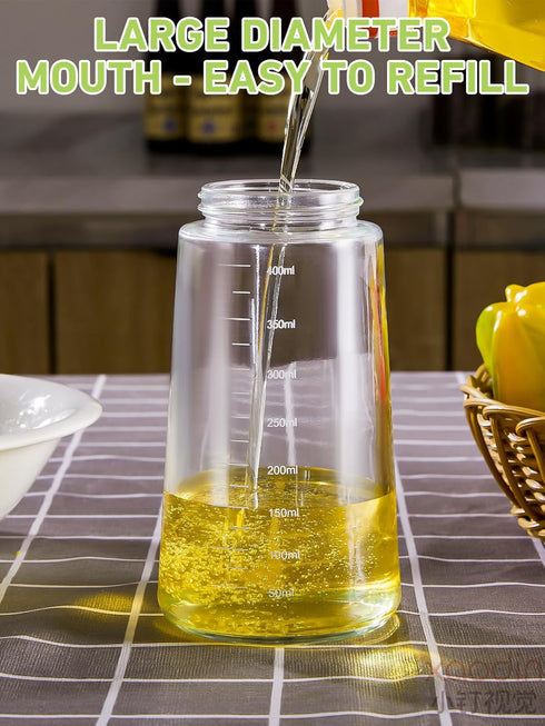 14oz Olive Oil Dispenser for Kitchen, 2 in 1 Glass Oil Sprayer and Dispenser, 420ml for Cooking, Baking, Salad, BBQ