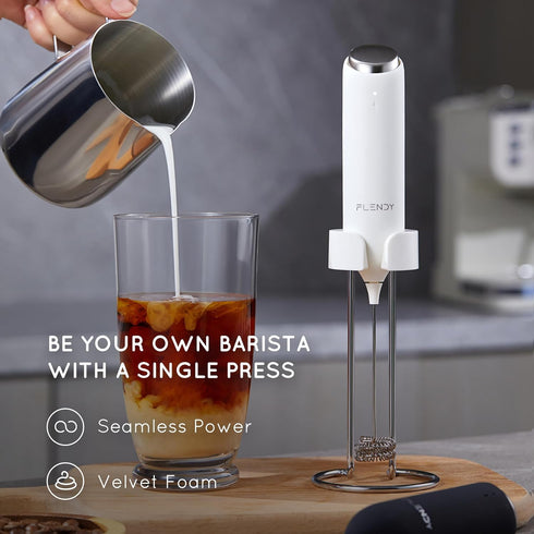Rechargeable Handheld Milk Frother, USB-C Charging Stand, Electric Drink Mixer for Coffee, Matcha, etc.