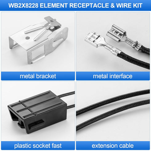 WB2X8228 Element Receptacle and Wire Kit, Compatible with GE Electric Ranges Electric Stove Burners Parts, Replaces AP2013499 PS242972 250535