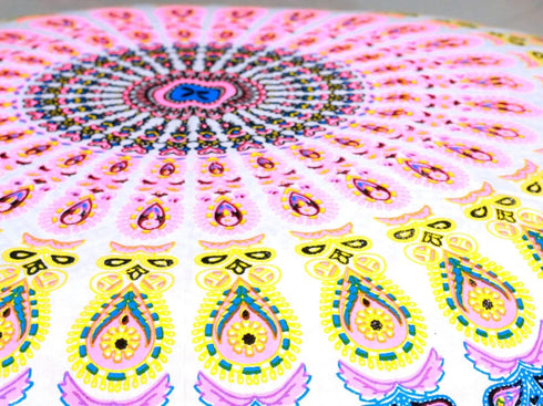 22" CRAFT KALA Floor Pillows Cover for Sitting, Large Meditation Cushions Cover for Adults, Bohemian Mandala Round Pouf