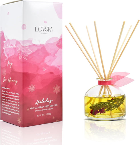 LOVSPA Reed Diffuser Set, Holiday Red Currant & Woods Scented Oil Diffuser with Sticks for Home Fragrance