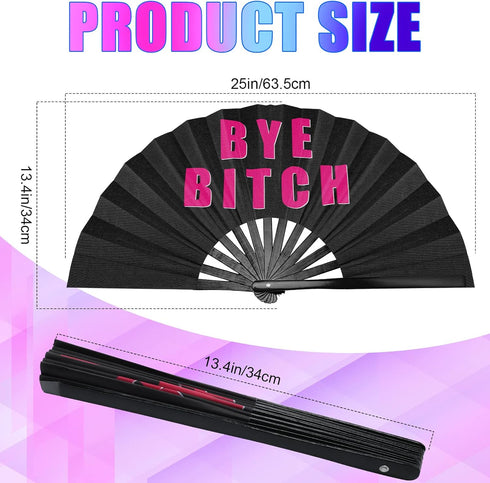 Amyhill Rave Fan 2 Packs Large Folding Hand Fan festival fan Bamboo Chinese iconic fan with Voice for Men and Women Party Performance, Dance, Decorations, Gift, 13 Inch (Modern Style)